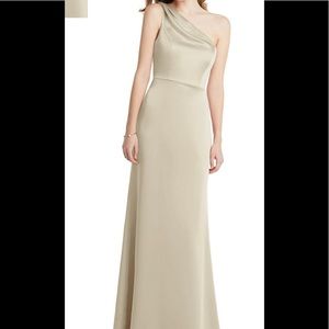 Bella's Bridesmaids one shoulder Champagne dress
